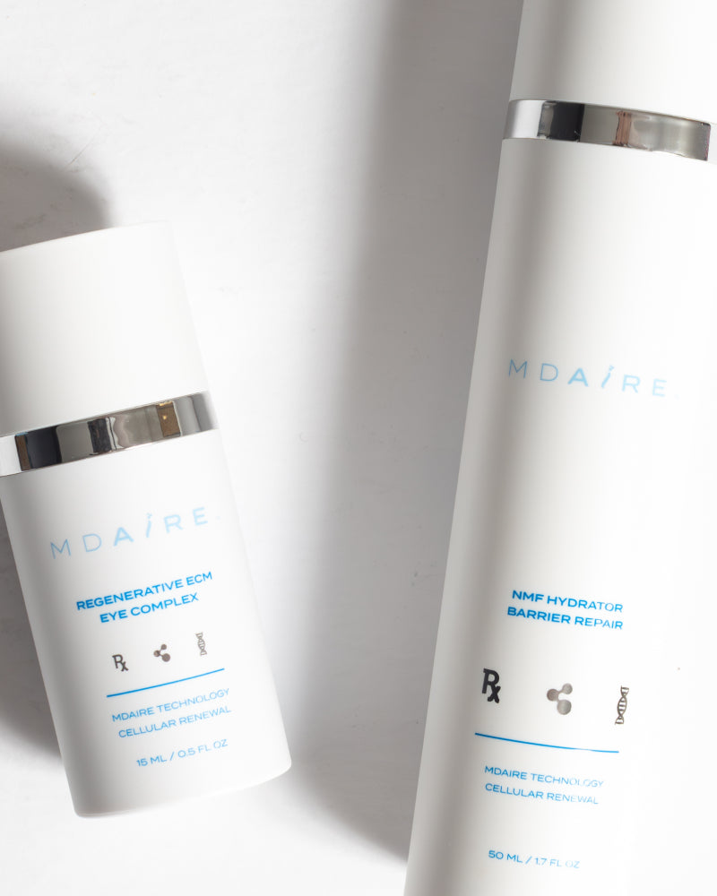 Everyday Hydration Duo featuring white bottles with silver bands highlighting barrier repair and eye complex gallery position 1