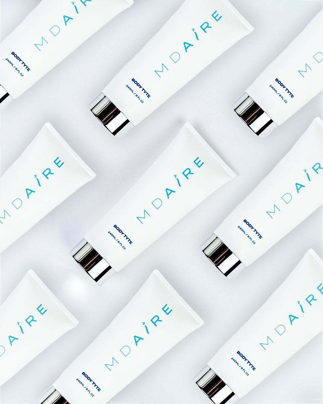 Multiple Body Tyte tubes arranged diagonally on a bright white background in gallery position 1