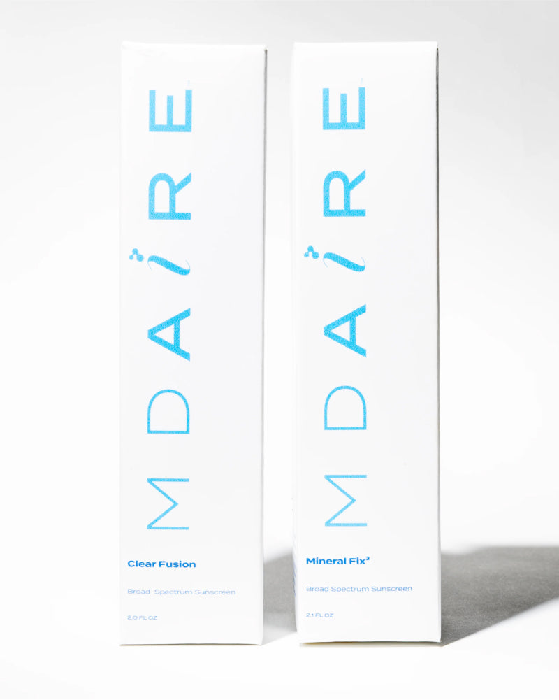 Total Protection SPF Duo showing MDAiRE Clear Fusion and Mineral Fix³ sunscreen boxes in gallery position 1