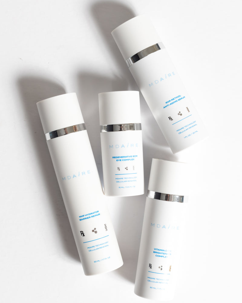 Daily Skincare Bundle by MDAiRE with white minimalist bottles shown in gallery position 1 against a clean background