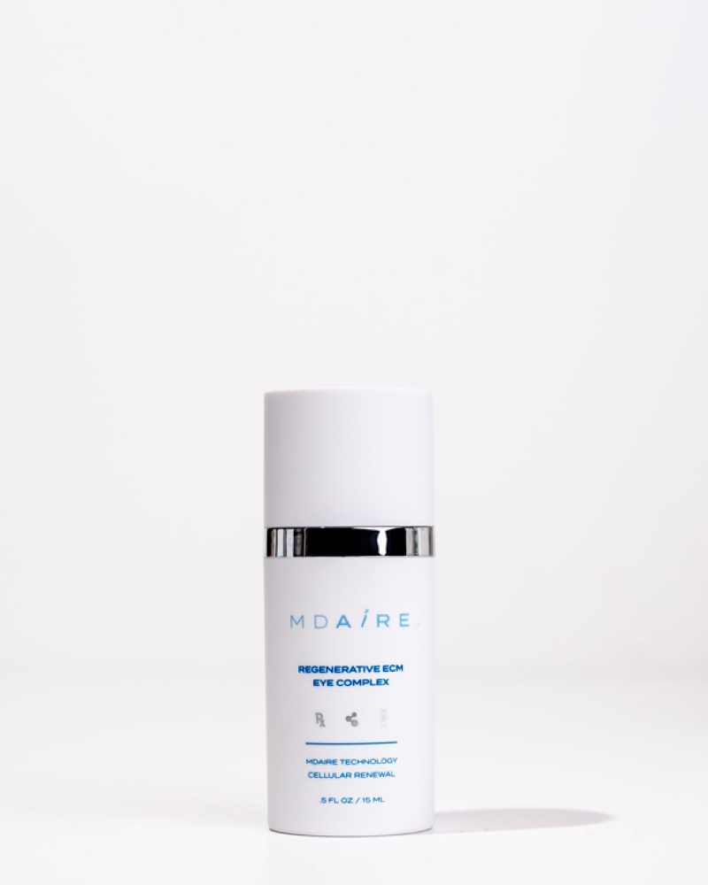 Regenerative ECM Eye Complex bottle front view in gallery position 1 showing sleek white design with silver trim
