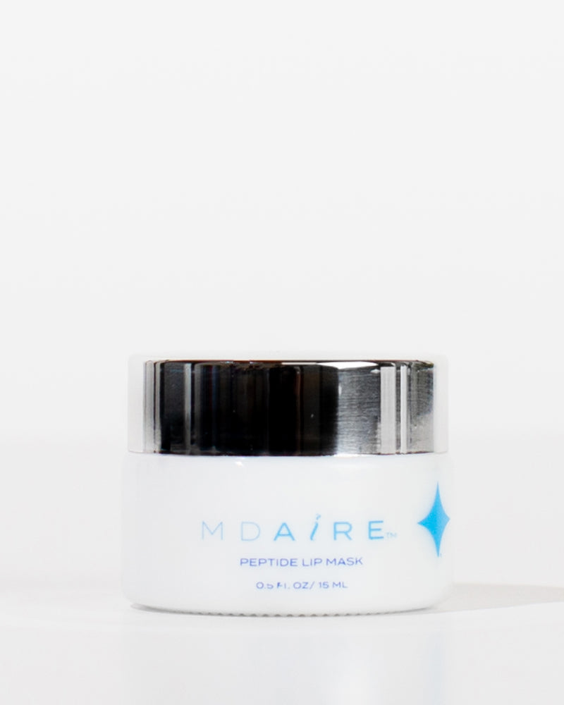 MDAiRE Peptide Lip Mask jar with shiny silver lid displayed against white background in gallery position 1
