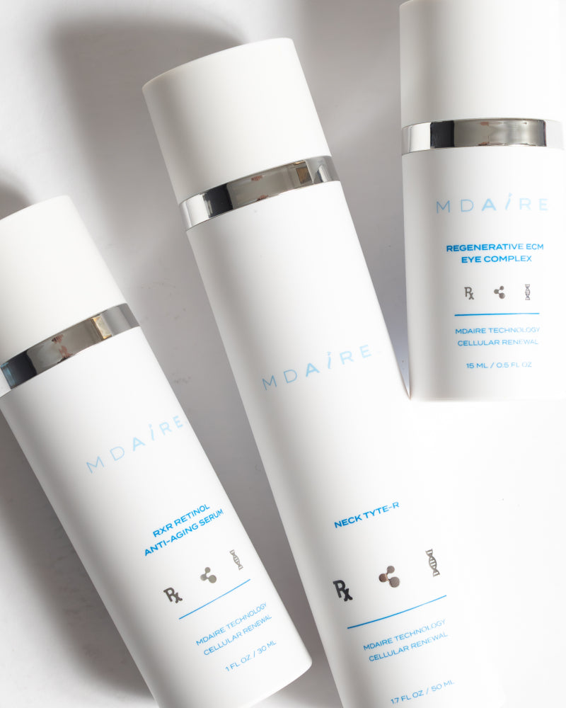 Triple Threat Trio showcasing sleek white anti-aging bottles with silver accents gallery position 1