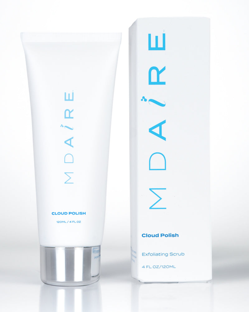 Cloud Polish exfoliating scrub tube and box with silver cap shown in gallery position 1 on white background