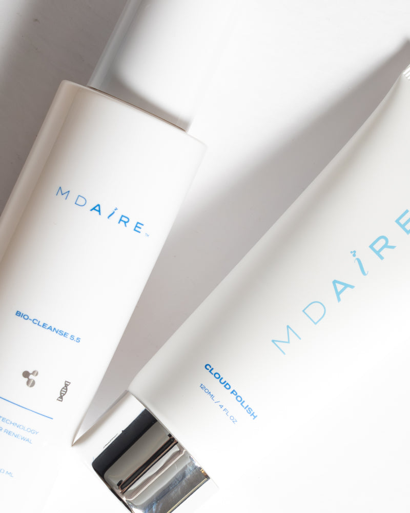 Fresh Start Duo featuring MDAiRE Bio-Cleanse 5.5 and Cloud Polish with reflective silver cap in gallery position 1